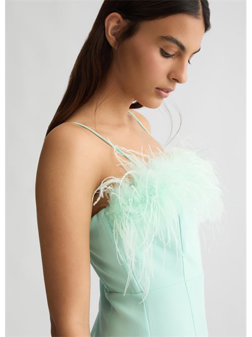 Vestito elegante verde acqua con piume Liu Jo | CA5317T3970.X0687